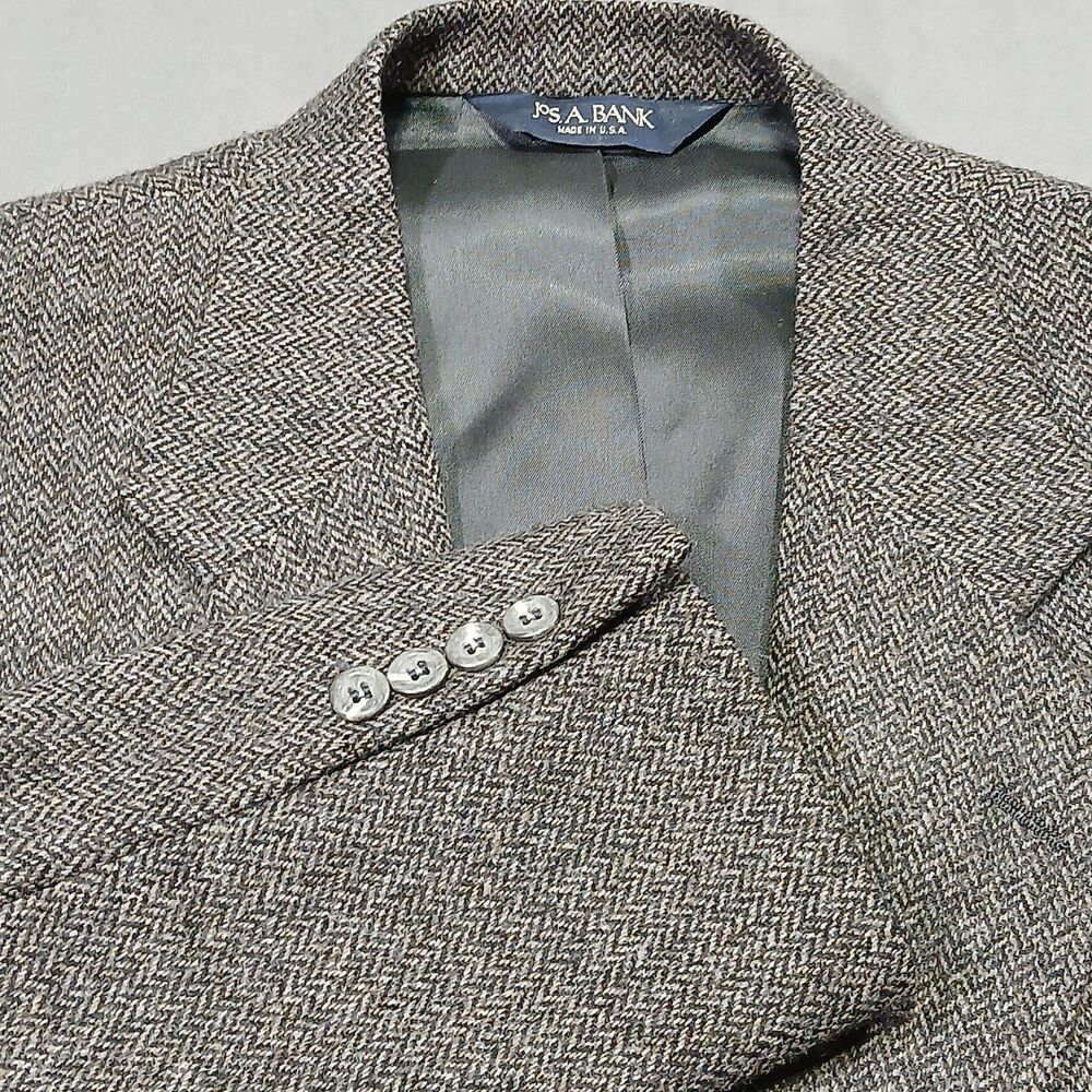 Vtg Jos A Bank Mens 41R 41 Regular Flecked Tweed Wool Sport Coat Dark Academia